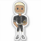  retro football speler zwarte simpele stick sticker (Voorkant)