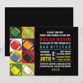 Retro Football thema Bar Bat Mitzvah Uitnodiging (Voorkant / Achterkant)