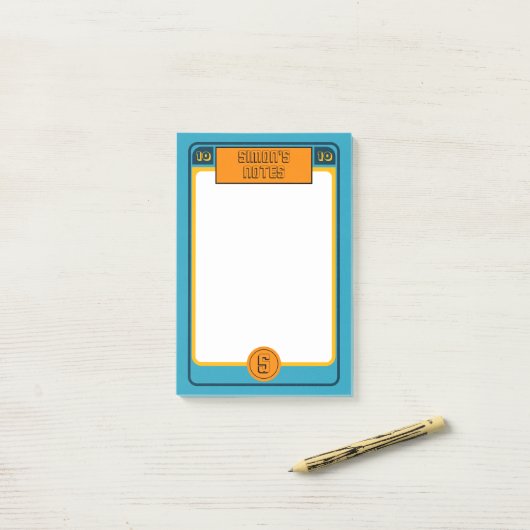 Retro Footballs Kaart geïnspireerd blauw Post-it® Notes (Op bureau)