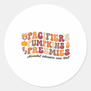 Retro Fopspeen Pompoenen Prematuren Thanksgiving N Ronde Sticker