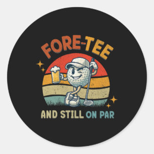 Retro Fore Tee Golf Verjaardagsfeest 40ste Verjaar Ronde Sticker