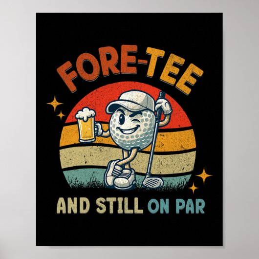 Retro Fore Tee Golf Verjaardagsfeestje 40ste Verja Poster (Voorkant)