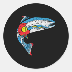 Retro Forelvissen Vintage Colorado Vlag 80's Gra Ronde Sticker