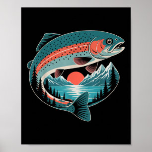 Retro Forelvisser Natuurliefhebber Bergmeer Gif Poster