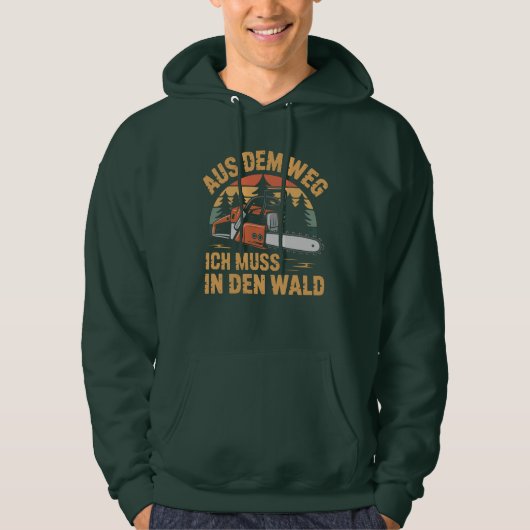 Retro Forest Adventure Chainsaw Graphic Hoodie (Voorkant)