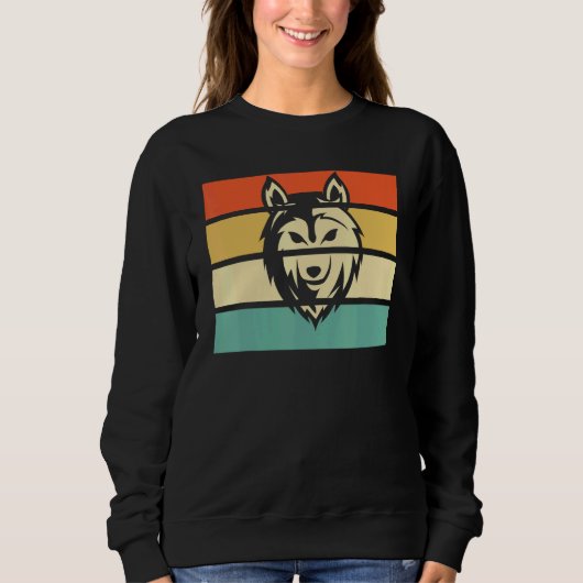 Retro Forest Animal Wolf Trui (Voorkant)