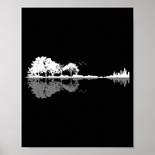 Retro Forest Funny Nature Guitar Clic Music Poster (Voorkant)