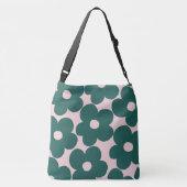 Retro Forest Green Blush Daisies #1 #decor #art Crossbody Tas (Achterkant)