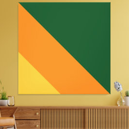 Retro Forest Groen Sinaasappel Goudgele strepen Canvas Afdruk