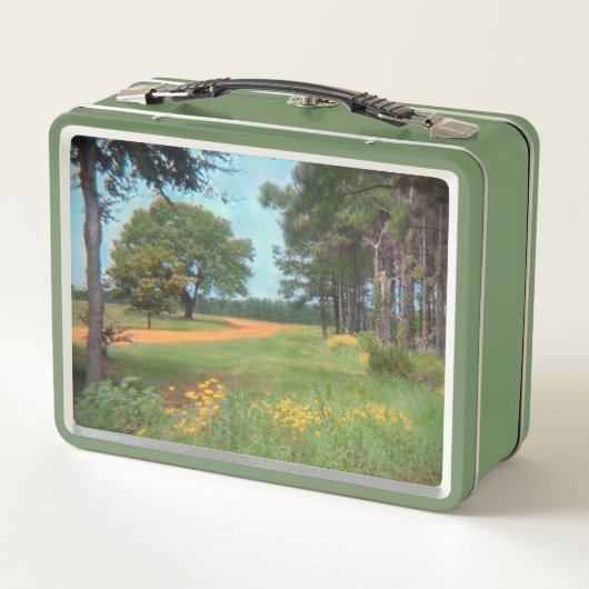 Retro Forest Landschap Lunchbox (Achterkant)