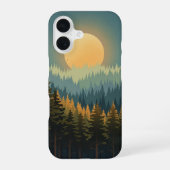 Retro Forest Moonrise iPhone 16 Hoesje (Achterkant)