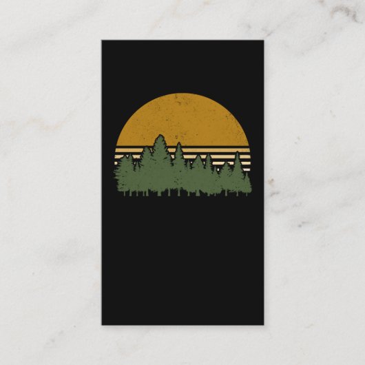 Retro Forest Silhouette Sunset Outdoor Environment Visitekaartje (Voorkant)