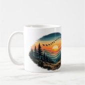 Retro Forest Sunset Mok | Vintage Natuur Zonsonder (Links)