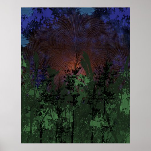Retro Forest Sunset Poster (Voorkant)