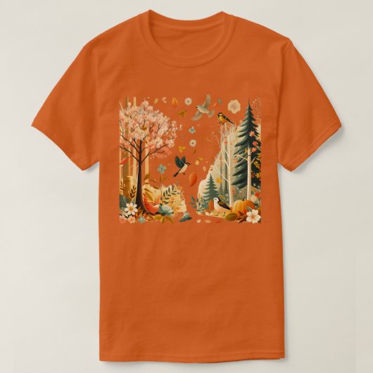 Retro Forest Trees Outrs Natuur Vrouwen Mannen  T-shirt (Design voorkant)