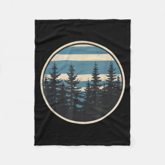 Retro Forest Trees Wildlife Nature Vintage Fleece Deken