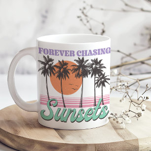 Retro "Forever Chasing Zonsondergangen" Koffiemok