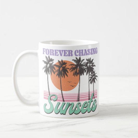 Retro "Forever Chasing Zonsondergangen" Koffiemok (Links)