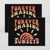 Retro  Forever Chasing Zonsondergangen Zomervakant Bedankkaart (Voorkant / Achterkant)