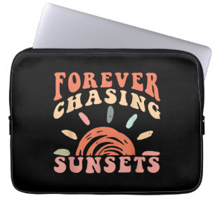 Retro Forever Chasing Zonsondergangen Zomervakant Laptop Sleeve