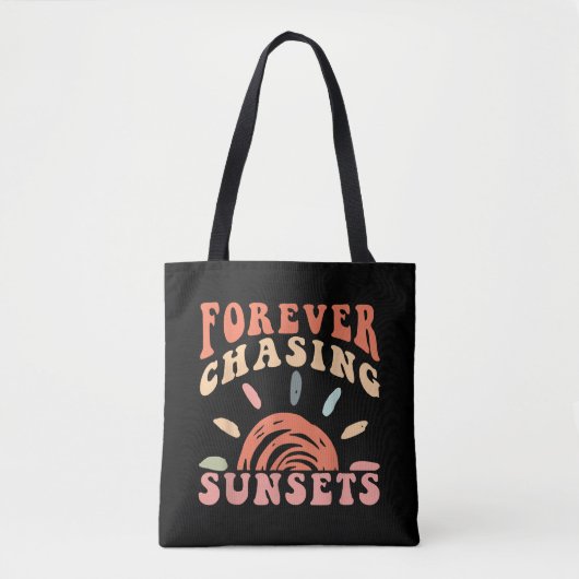 Retro  Forever Chasing Zonsondergangen Zomervakant Tote Bag (Voorkant)