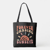 Retro  Forever Chasing Zonsondergangen Zomervakant Tote Bag (Achterkant)