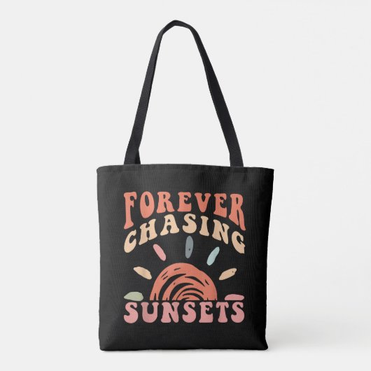 Retro  Forever Chasing Zonsondergangen Zomervakant Tote Bag (Achterkant)