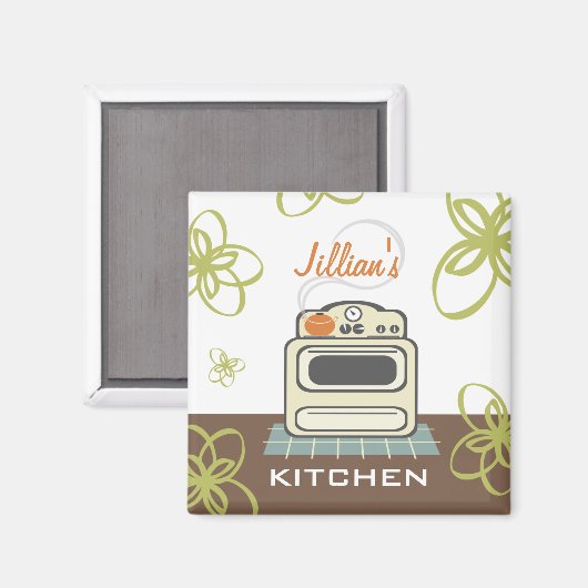 Retro fornuis Moderne keukenmagneet Magneet (Voorkant / Achterkant)