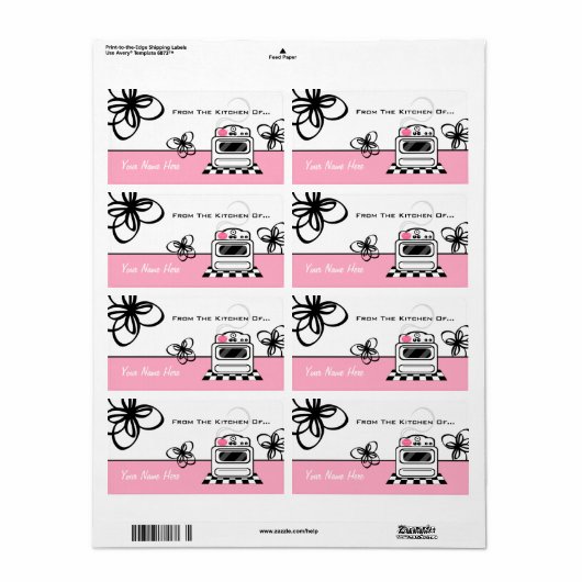 Retro fornuis roze keuken uit de keuken van... etiket (Full Sheet)