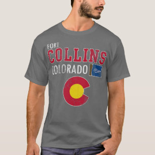 Retro Fort Collins Colorado Vlag Vervagen T-shirt