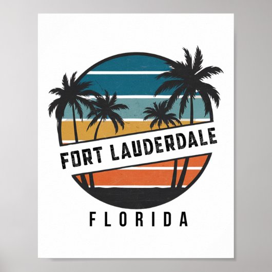 Retro Fort Lauderdale Beach Florida Surfplank Surf Poster (Voorkant)