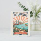 Retro Fort Lauderdale Florida Reisposter Briefkaart (Staand voorkant)