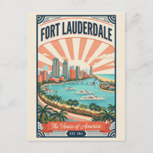 Retro Fort Lauderdale Florida Reisposter Briefkaart