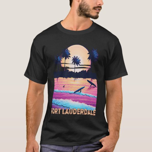 Retro Fort Lauderdale Florida Souvenir Surf T-shirt (Voorkant)
