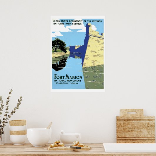 retro Fort Marion St. Augustinus Poster (Keuken)