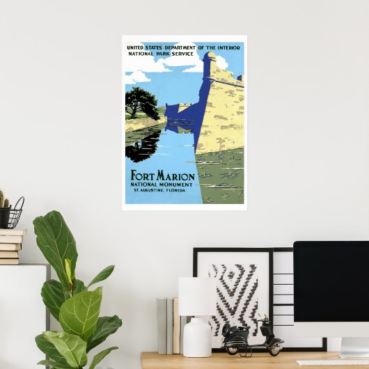  retro Fort Marion St. Augustinus Poster (Thuiskantoor)