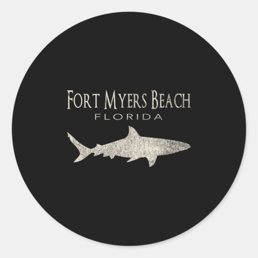 Retro Fort Myers Beach FL Shark Ronde Sticker (Voorkant)