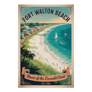 Retro Fort Walton Beach Florida Reisposter Perfect Poster