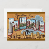 Retro Fort Worth TX Groet Briefkaart (Voorkant / Achterkant)