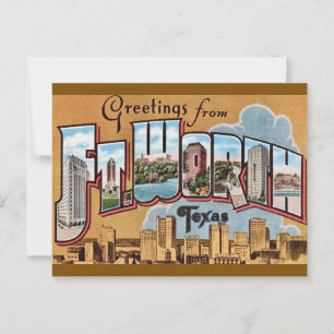 Retro Fort Worth TX Groet Briefkaart
