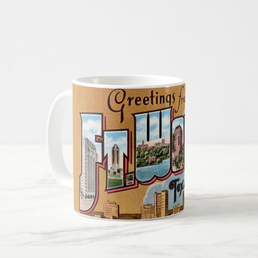 Retro Fort Worth TX Koffiemok (Voorkant links)
