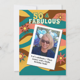 Retro foto 50ste verjaardag 70s stijl kaart