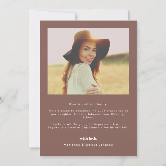 Retro foto Afstuderen Aankondiging (Achterkant)