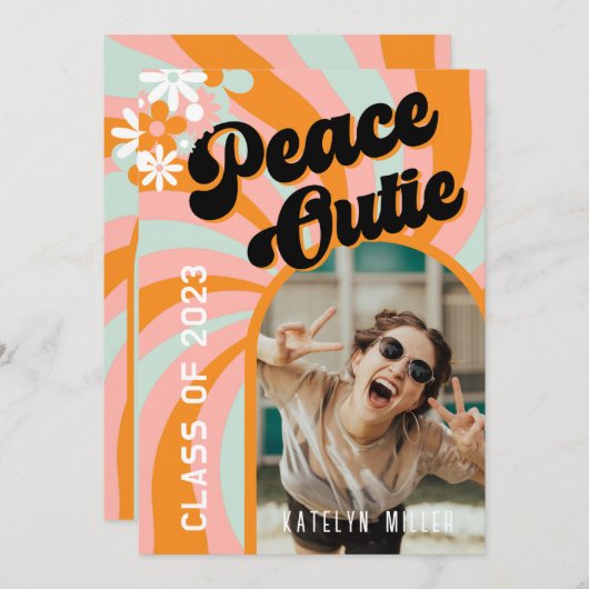 Retro foto Afstuderen uitnodiging (Voorkant / Achterkant)