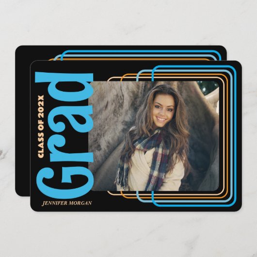 Retro foto Afstuderen uitnodiging (Voorkant / Achterkant)