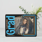 Retro foto Afstuderen uitnodiging (Staand voorkant)