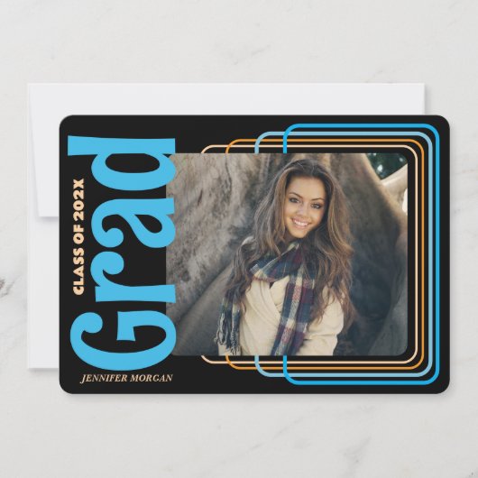 Retro foto Afstuderen uitnodiging (Voorkant)