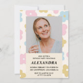 Retro Foto Bloemenpatroon 43e verjaardag Kaart (Voorkant)