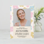 Retro Foto Bloemenpatroon 43e verjaardag Kaart (Staand voorkant)