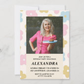 Retro Foto Bloemenpatroon 84e verjaardag Kaart (Voorkant)